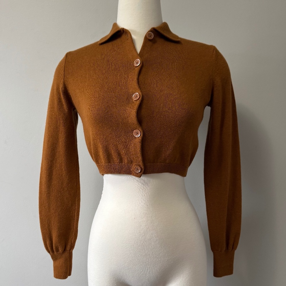 Aritzia Wilfred Brown Cropped Cardigan Fit Small - Picture 2 of 6
